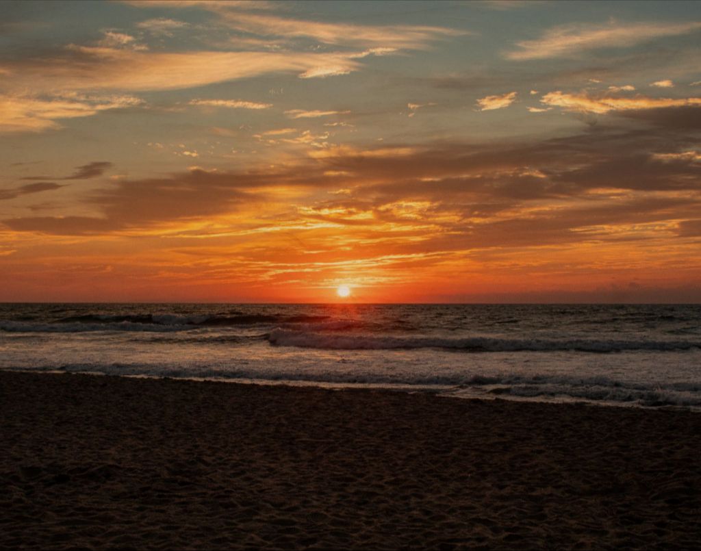 A gorgeous ocean front sunrise splashed vibrant colors across the sky. 11x14 wood