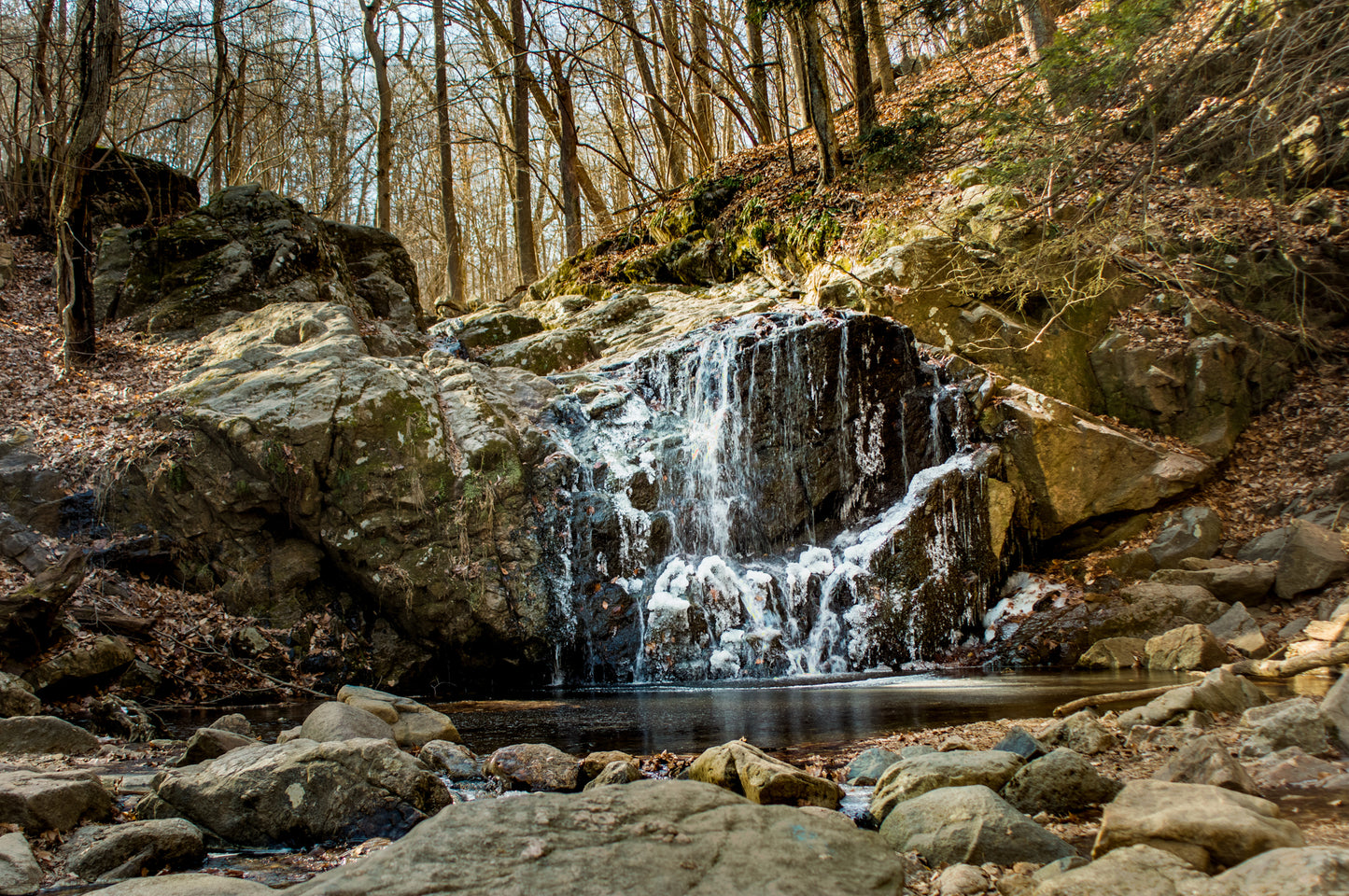 Frozen Waterfall Wood Print