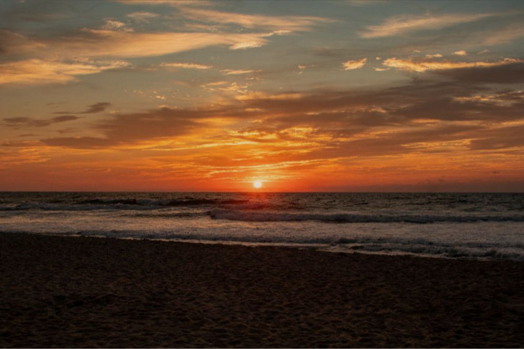 A gorgeous ocean front sunrise splashed vibrant colors across the sky. 20x30 wood